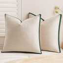 a moment Christmas Dark Green Loop Yarn Linen-Like Pillow Cover Natural Soft Decorative Throw Pillow Case Farmhouse 18x18 Inch, Textured Cushion Cover for Sofa Bed, Wrinkle-Resistant Home Decor