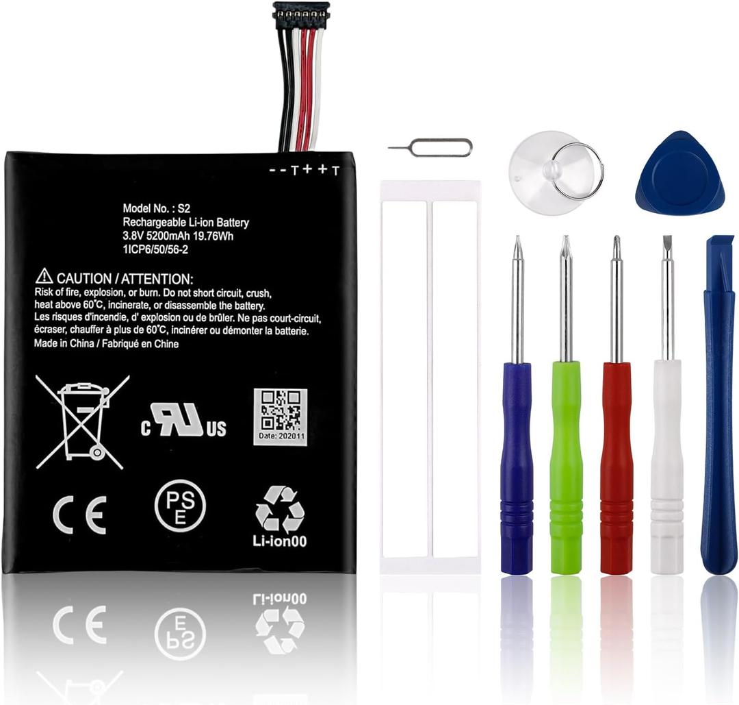 Rechargeable 0-Cycle Replacement Battery S2 (6-Pin) Compatible with Ring Video Doorbell 2nd Generation (6 Cable Plug) Version