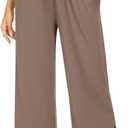 TARSE Wide Leg Pants for Women Cross High Waisted Yoga Pants Casual Lounge Joggers Loose fit Pajama Bottoms with Pockets (X-Large, Light Coffee)