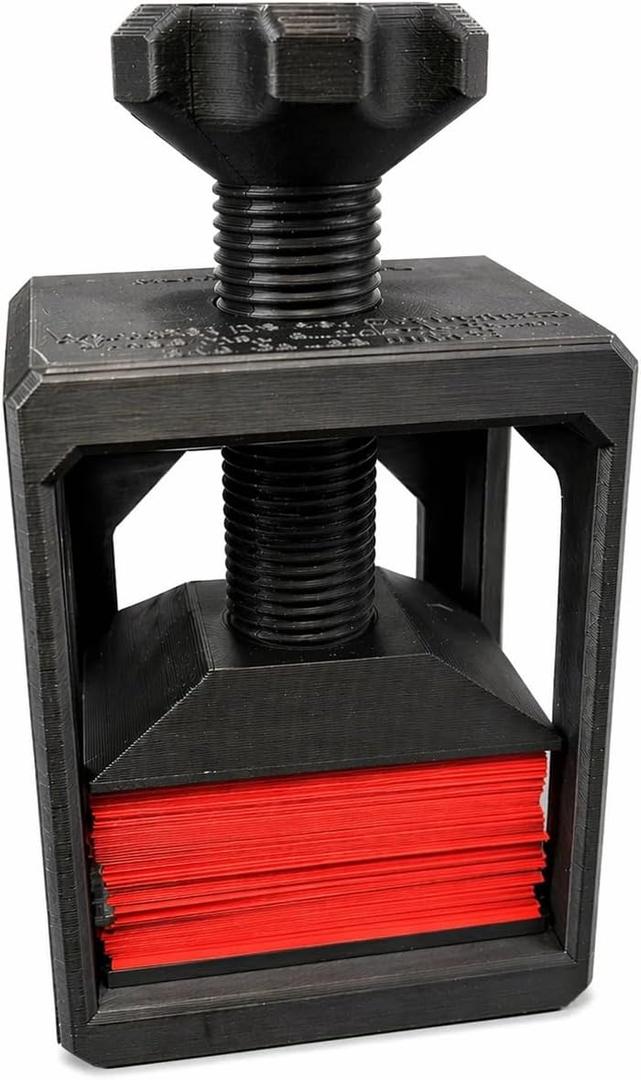 Card Deck Press for Sleeved Cards, Heavy Duty Deck Compression Tool for Double Sleeve TCG Card Decks, Fits 2.5" x 3.5" Sleeved Cards, Removes Excess Air for Tighter Decks, Holds 100+ Cards (Red)