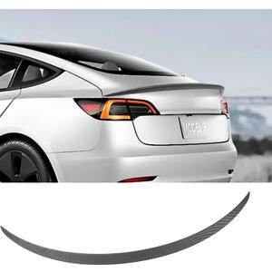 BASENOR 2017-2023 Tesla Model 3 Spoiler ABS Material Rear Spoiler Wing OEM Rear Trunk Lip Proprietary Design Model 3 Accessories Matte Carbon Fiber