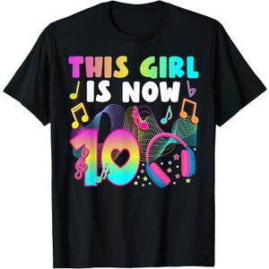 10th Music Birthday Party 10 Year Old Musical Birthday T-Shirt, Size L