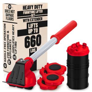 Heavy Furniture Movers with Wheels  Furniture Lifter Tool for Easy Moving & Lifting, Appliance Slider with Weight Load Up to 660 Lbs  Easy Setup, Safe for Floors, Designed for Home & Office Use