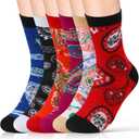6 Pairs Paisley Sock Bulk Fancy Novelty Pattern Socks for Women Men Holiday Gifts