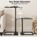 facka Adjustable TV Tray Table with Rounded Metal Corners, C-Shaped Snack Table for Couch, Sofa, Bed or Chair, Small Space Side Table for Eating, Dinner, or Laptop Use