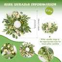 8 Pcs Green Eucalyptus Candle Rings Wreaths Spring Summer Kitchen Cabinet Wreaths Mini Green Berry Leaves Candle Wreath for Pillars Farmhouse Festival Wedding Celebrations Tabletop Decoration