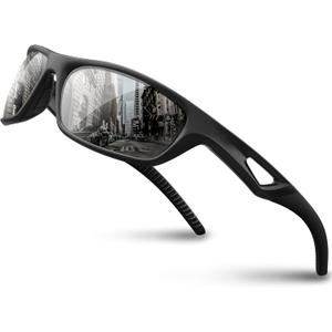 RIVBOS Polarized Sports Sunglasses Driving Sun Glasses Shades for Men Women Tr90 Frame for Cycling Fishing Running RB831 (Full Black)
