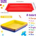 Maitys 24 Pcs Plastic Art Trays 11 x 8.7 x 1 Inch Activity Craft Tray Organizer Serving Tray Stackable Storage Sand Trays for School Painting Beads Crafts DIY Projects(Colorful)