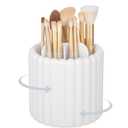 Anyoifax 360 Rotating Makeup Brush Holder 7 Slots Make Up Brush Organizer Removable Spinning Cosmetic Brushes Storage Pen Holder for Vanity, Dresser, Desk, White (Small)