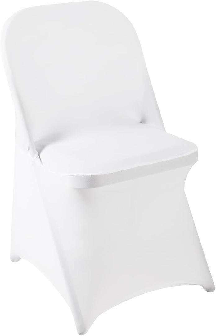 Howhic Folding Chair Covers for Party 12pcs, White Universal Spandex Chair Covers for Folding Chairs, Stretchy Fitted Chair Covers for Wedding, Party, Banquet, Conference (12pcs, White)