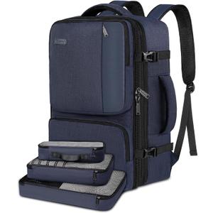 Vancropak Carry on Backpack, Airline Approved Expandable Travel Backpack with 3 Packing Cubes, TSA Personal Item Travel Bag for Men Women, 40L Water Resistant Weekender Luggage Suitcase Daypack, Blue (X-Large, Blue)