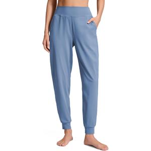 CRZ YOGA Butterluxe High Waisted Joggers for Women 28" - Casual Lounge Workout Yoga Pants with Pockets, Large, Washed Denim