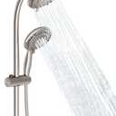 Handheld Showerhead & Rain Shower Combo for Easy Reach, 27.5" Drill-free Stainless Steel Slide Bar, 5”of 5-setting Handheld Shower and Showerhead, with 5ft Hose -Brush Nickel