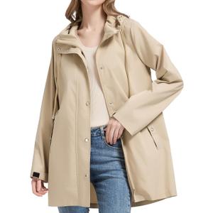 Orolay CHIIONE Long Packable Rain Jacket Women Waterproof Raincoat Relaxed-Fit Lightweight Windbreaker Trench Coat for Women, Travel Rain Coats for Commute, Hiking, Cruise, and Daily Wear, Size: Medium
