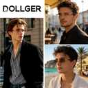 Dollger Sunglasses for Women Men Retro Metal Frame Rectangle Square Sunglasses 70s 80s Large Designer Shades