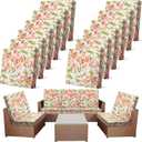 Newwiee 12 Pcs Patio Cushion Covers Outdoor Stretch Sofa Couch Cover Replacement Couch Slipcover Sofa Seat Chair Porch Patio Furniture Protector, Flexibility Washable(Colorful,Vivid Floral Leaf)