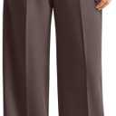 NIMIN Women Wide Leg Pants High Waisted Business Casual Work Trousers Dressy Pants with Pockets (Brown, M)