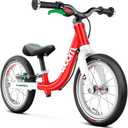 woom 1 Balance Bicycle for Kids 18 Months to 3.5 Years Old, Lightweight 12-Inch Toddler Bike with Handbrake & Steering Limiter, Boys & Girls - Red