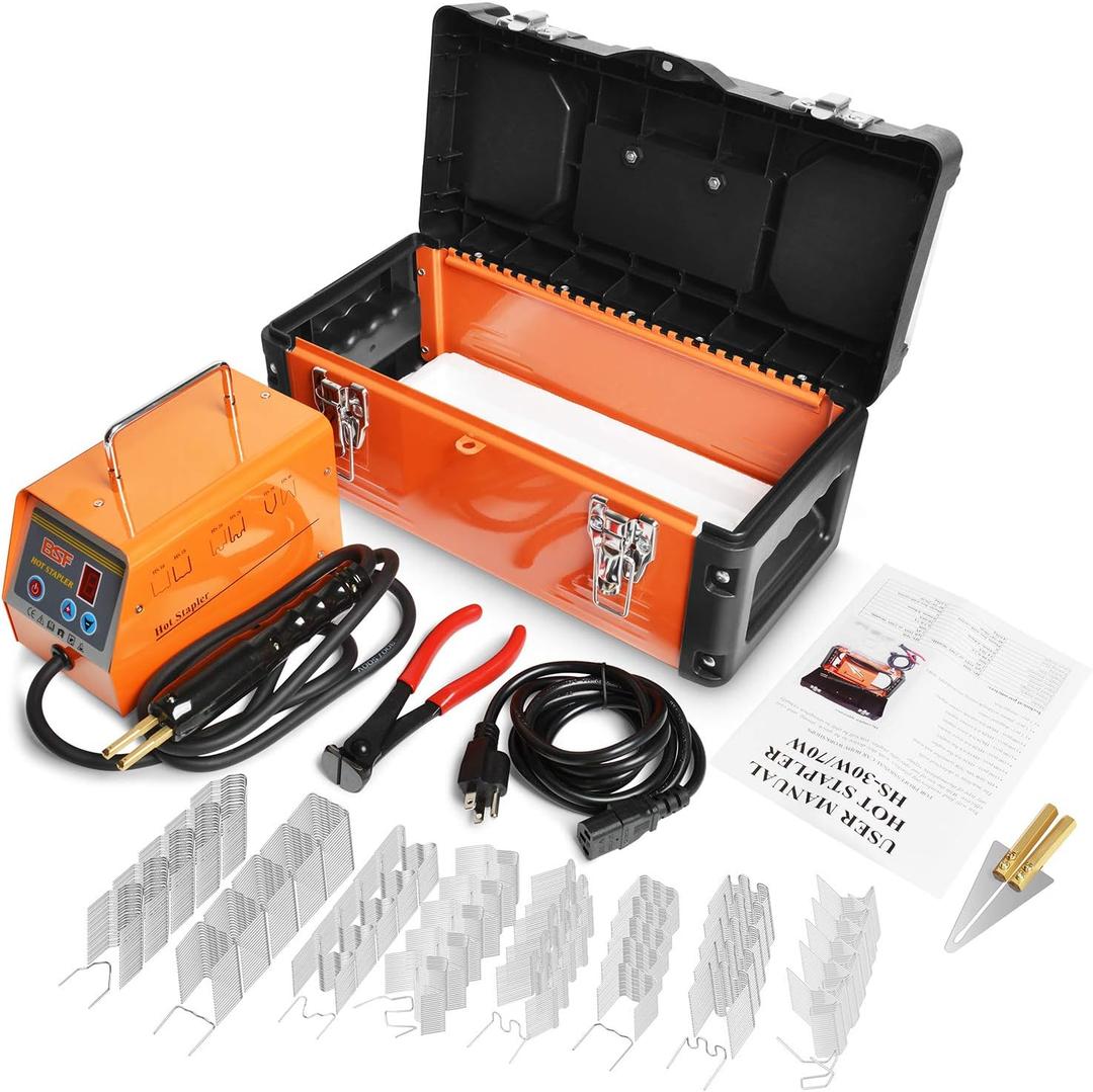 Plastic Welder Repair Machine Kit, 5-Level Adjustable Power, Bumper Plastic Repair Welding Hot Stapler Kit with Storage Tool Box, 110V