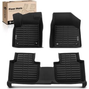 YHTAUTO Floor Mats Fit 2018-2025 Volkswagen Atlas(7 Seats), TPE All Weather Car Mats Waterproof Anti-Slip Odorless Floor Liner, Interior Car Accessories Front & 2nd Row Liner