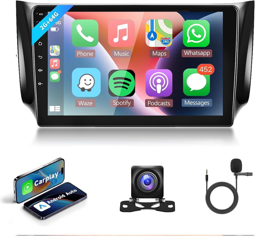 2G+64G Android Car Stereo for Nissan Sentra Sylphy B17 2013-2017,Wireless Carplay Android Auto Car Radio,10.1'' Touch Screen Head Unit with GPS WiFi Bluetooth Mirror Link FM RDS Backup Camera