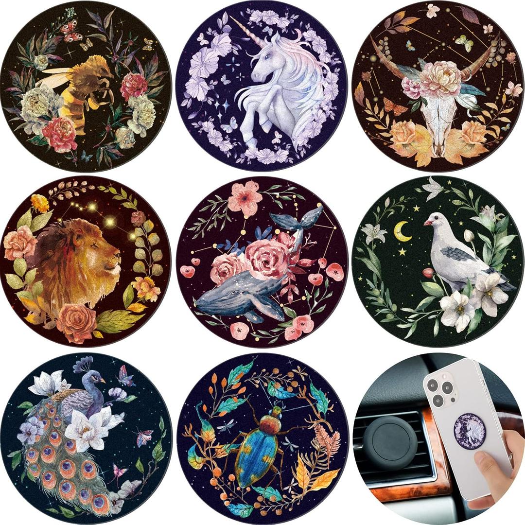 Weewooday 8 Pcs Phone Magnet Car Metal Mount Plate for Cell Holder Compatible with Magnetic Car Mounts Replacement Sticker(Unicorn Style)