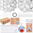 Tondiamo 100 Sets 58 Mm/ 2.25 Inch Button Maker Keychains Supplies Metal Button Badge Sets Including Metal Shell, Plastic Film, Backing Parts, Bags, Cards for Maker Machine DIY Christmas Gifts