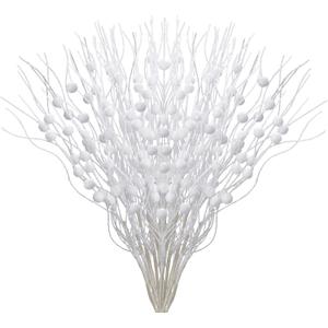12 Pack Glitter Curly Christmas Spray Set White Wispy Willow Christmas Berry Picks Sprays Glittered Twigs Decor for Christmas Tree Topper Wreath Garland Bouquet Floral Arrangement (White)