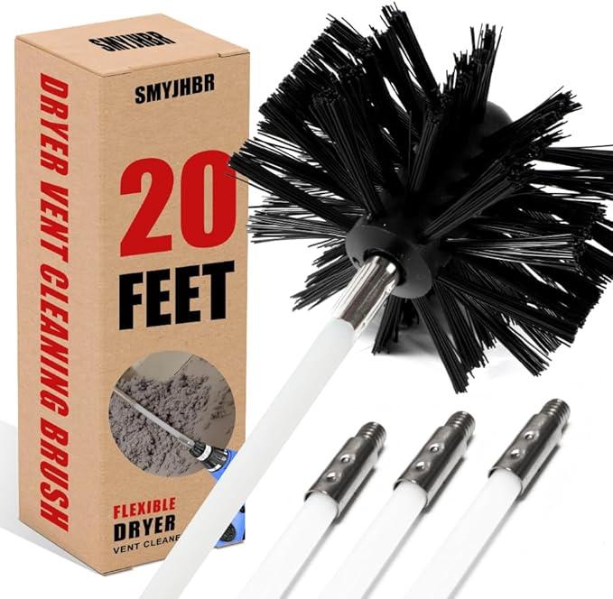 Particle Furnace Cleaning Brush, 4"/6" Brush,Chimney Brush,Dryer Vent Cleaner Kit,Flexible Rods (15PcsRods+1Pcs 4"+1Pcs 6" Brush)