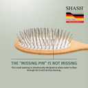 Since 1869 Hand Made In Germany - SHASH Oval Pet Brush With Short Metal Pins With Rubber Cushion - Helps Detangle Knots, Eliminate Frizz, Reduce Pulling & Snagging