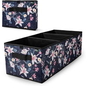 MIU COLOR Trunk Organizer for Car, Car Organizer, Sturdy Trunk Organizer for SUV, Non-Slip Bottom, Storage Organizer for Sedans, Van, Jeep, Grocery, Large 3 Compartments, Floral 32"13"10.6"