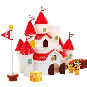 Super Mario Mushroom Kingdom Castle Playset with Exclusive 2.5 Bowser Figure (White)