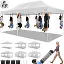 HOTEEL 10x20 Pop up Canopy Tent for Parties, Heavy Duty Easy Setup Tent with 6 Sidewalls, Outdoor Commercial Instant Gazebo for Wedding Event, with Roller Bag & Sand Bags, White(Hexagonal Frame)