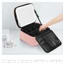 Chomeiu Makeup Bag with LED Mirror, Cute Cosmetic Bags for Women and Girls, Travel Train Case Artists Organizer Large Make Up Bags with 3 Color Light Up Mirror & Removable Brush Compartment, Pink