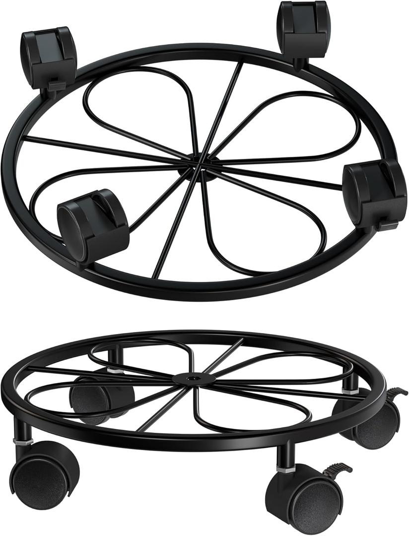 2 Pack Rolling Plant Stands with Wheels - 10.24" Plant Caddy, 360 Rotatable and Lockable Plant Rollers, 80LB Weight Capacity, Plant Tray with Casters for Indoor Outdoor Wine Cellar.