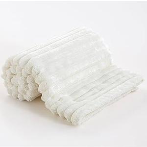 BEDELITE Baby Blankets for Boys Girls 30"x 40" - 3D Ribbed Jacquard Cute Fuzzy Fleece Blanket, Warm and Breathable Soft Cozy Infant Toddler Blanket for Newborn All Seasons Suitable, White
