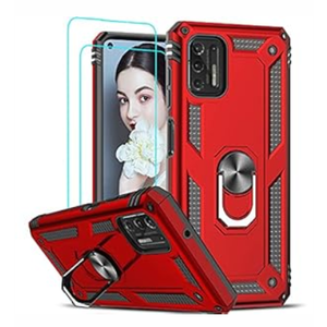 LeYi for Military-Grade Moto G Stylus 2021 Phone Case with Kickstand & 2 Tempered Glass Screen Protectors - Red [Not for 5G/2020]