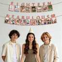 18th Birthday Decorations Photo Banner - 2 Pcs Rose Gold Pre-strung Glitter Eighteen Fabulous Photo Banners with 18 Picture Frames Party Supplies for Girls Teenager Adult Celebrations Backdrop Decor