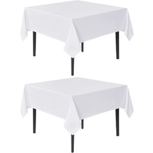 sancua White Square Tablecloths 54x54 Inch, 2 Pack - Fabric Table Cloth for Square or Round Tables, Washable Polyester Table Cover for Dinner, Holiday Party, Decorative Display Tables