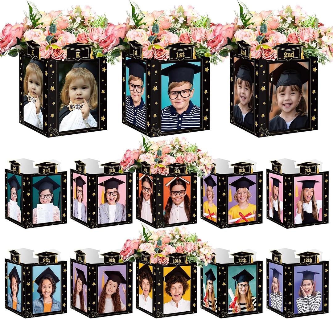 Novabright 13 Pcs 2026 Graduation Photo Box Centerpieces for Table, Class of 2026 Table Decor Picture Frame Holders, 6x4 Inch Grad Party Favors Photo Props Frame for Congrats Grad Decorations Gift