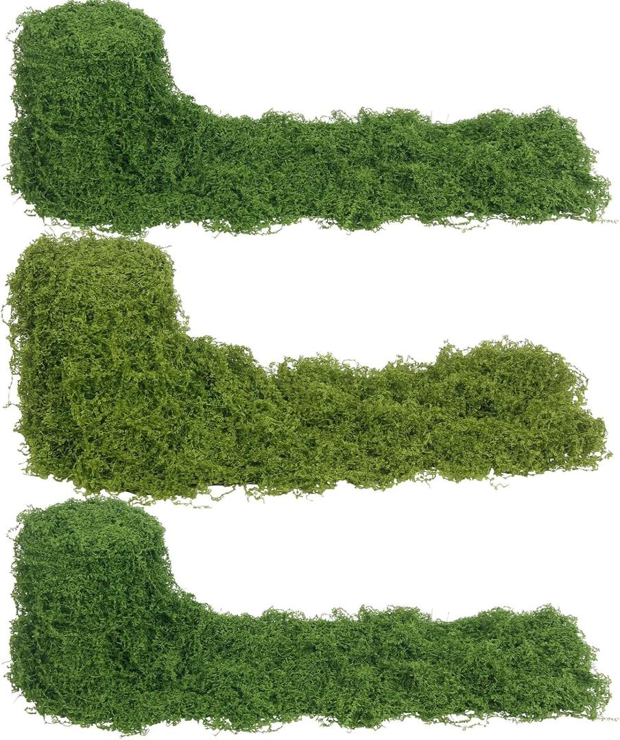 FAICOIA 3 Pcs Fake Moss Rug Table Runner Rolls for Decoration 4" x 47" Artificial Moss for Plants Indoor Green Faux Grass for Planters Crafts DIY Table Centerpieces Fairy Woodland Garden 10 x 120cm