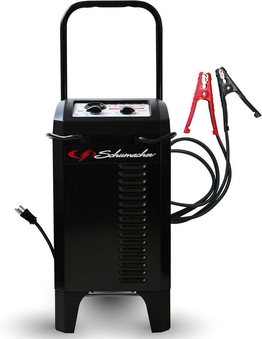 Schumacher Electric Manual Battery Charger & Engine Starter  6V/12V 250A Heavy-Duty Battery Charger with 50A Boost Mode, Color-Coded Clamps, 6-Foot Output Cables & Rugged Design SC1445