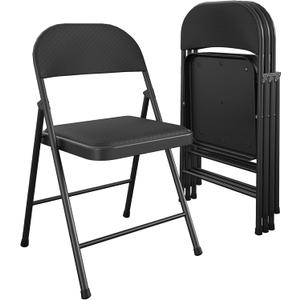 Cosco SmartFold Fabric Folding Chair, 4-Pack, Black