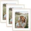 Momentworth 20x24 Picture Frame with Mat for 16x20 Set of 3, Rustic White Wood Grain 20x24 Frame for Wall Mounting (3 Pack, White)