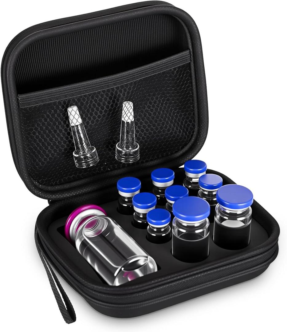 Peptide Case for Fridge, Bac Water for Peptides, Glp1, 3ml Vial Storage, Insulin Fridge Holder Storage Cases, Travel Case, with Mesh Pocket, Only Box(Black,12x3ml+3x10 Ml+1x30ml,Classic)