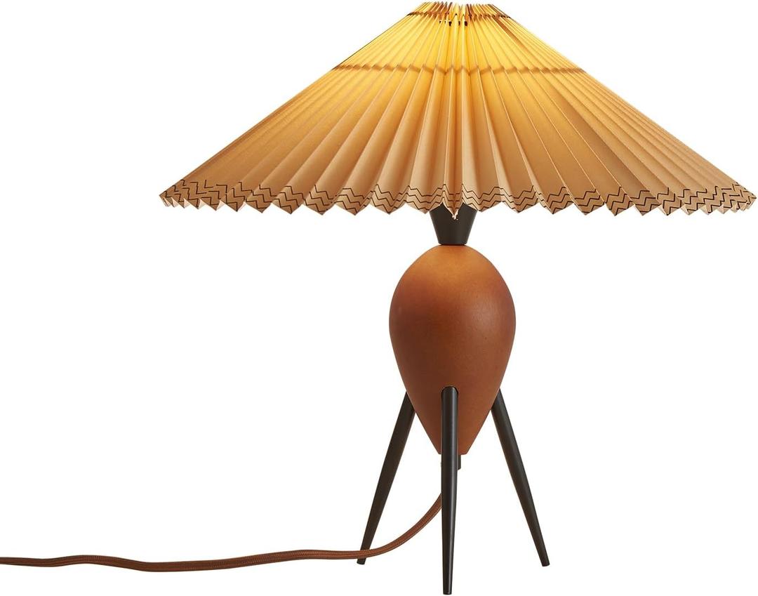 Vintage Red Wood Cute Table Lamp Desk Lamp for Living Room Bedroom Home Office, Decorative Boho Farmhouse Antique Rustic Industrial Mid Century Modern Bedside Nightstand Table Lamp