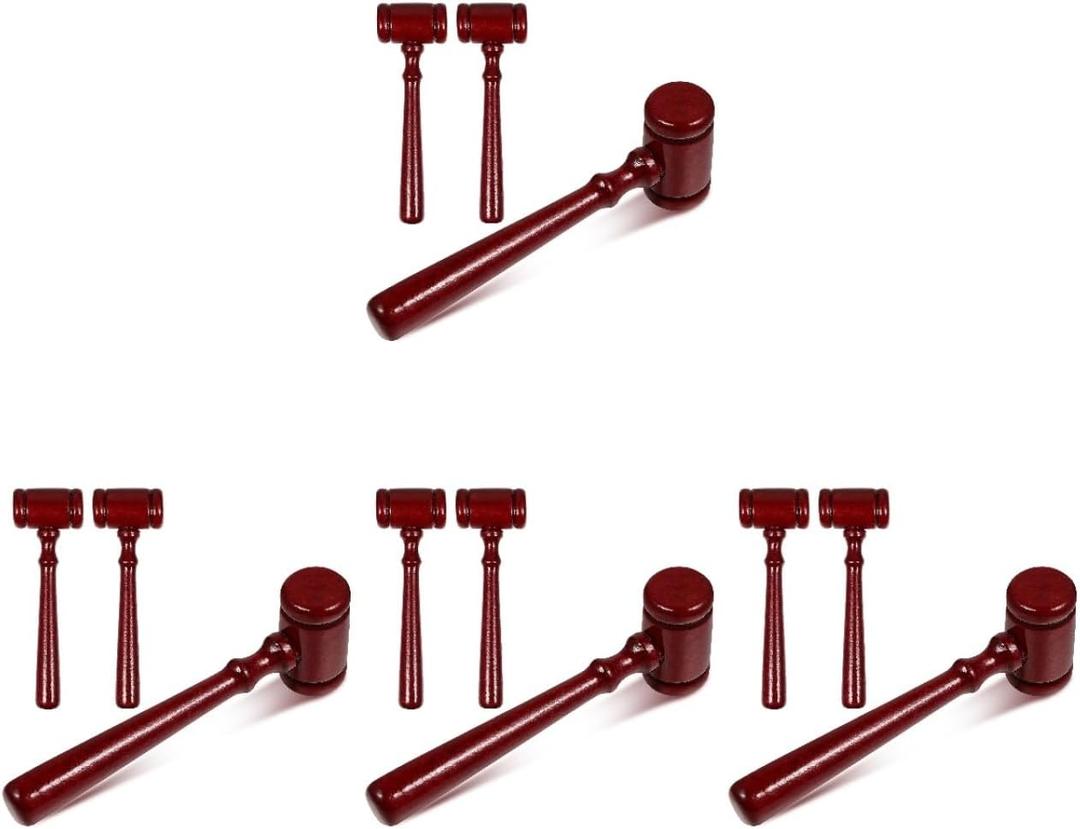 Totority Mini Wooden Judge Gavel 4.33 Inch Small Court Hammer Toy for Kids Role Play Educational Legal Cosplay and Home Decoration