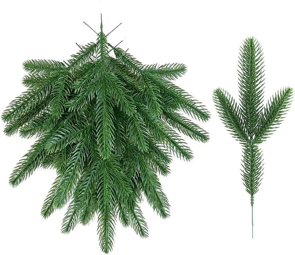 50PCS Artificial Pine Branches Christmas Greenery Plants Fake Cedar Pine Needles Picks for Xmas Tree Wreath Garland DIY Crafts Holiday Home Decoration