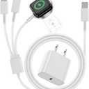 for 3 in 1 USB C Apple Watch Charger Magnetic iWatch Fast Charging Cable Cord 6ft and Type C Wall Plug Block for iPhone Apple Watch Series Ultra SE/10/9/8/7/6/5/4/3/2/iPhone 16 Pro Max/15/14/13/12/11
