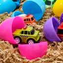 JOYIN 12 Pcs Prefilled Easter Eggs with Toys, Plastic Eggs with Cute Pull Back Cars, Easter Basket Stuffers, Party Favors for Kids, Classroom Prize Supplies
